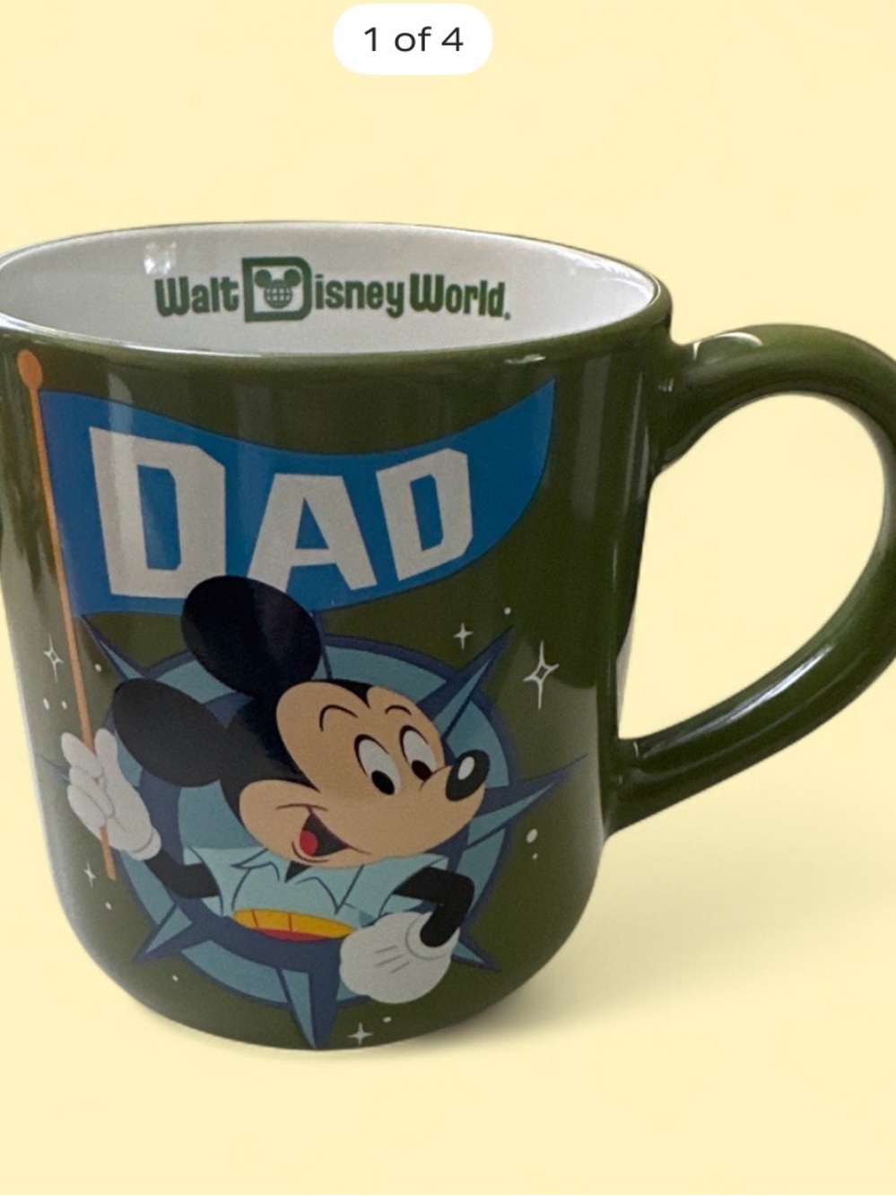 Disney Green Mickey Dad Ceramic Mug with Blue & Black Accents